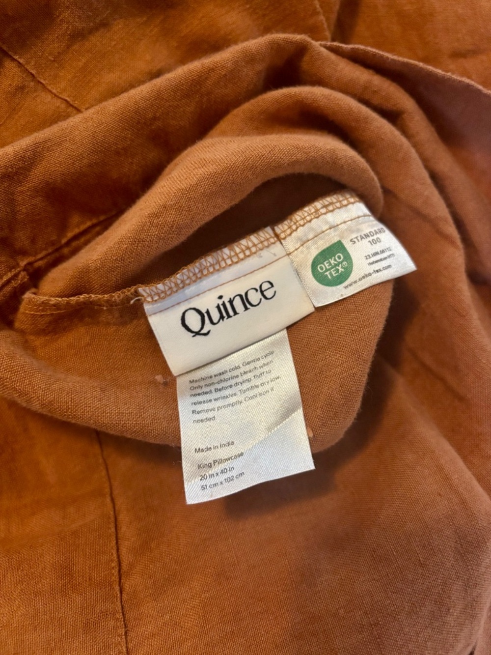 Quince European Linen Sheet Set - Terracotta / Cal King - Picture 4 of 5